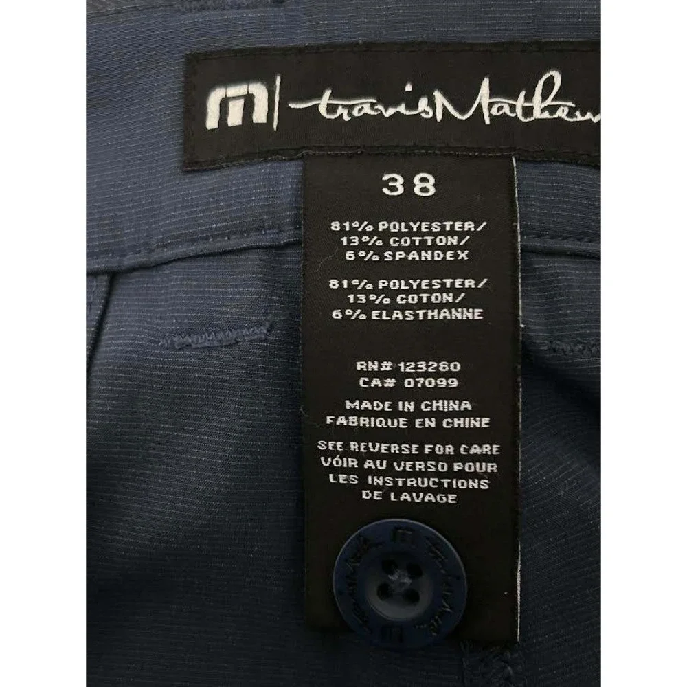 TravisMathew Beck Golf Shorts Mens 38 Navy Blue Stretch Flat Front Performance